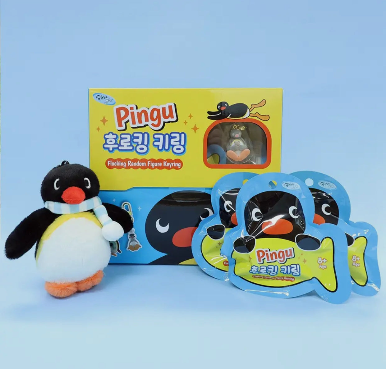 Pingu Flocking Figure Keychain Blind Bag - Single Bag