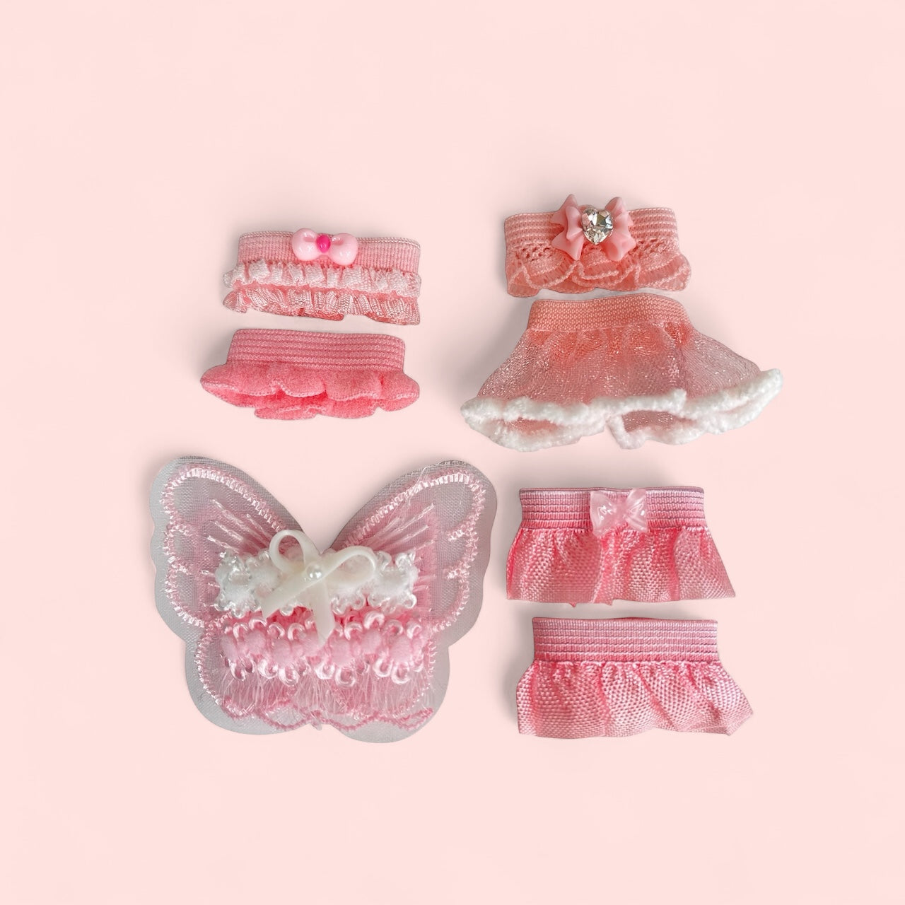 Sonny Angel Doll Clothes Dress Pack (Pink) – 4 sets of Skirts, Tops & Butterfly Wings *Dolls are not included*
