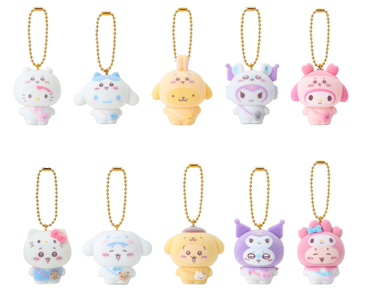 Sanrio x Chiikawa Secret Flocked Mascot Charm Characters Blind Box [1 Box]