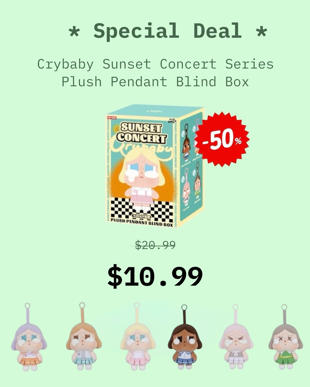 *Special Deal* 50%Off Pop Mart CRYBABY Sunset Concert Series Blind Box [1 Box]