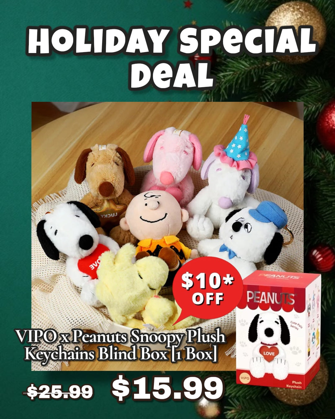 VIPO x Peanuts Snoopy Plush Keychains Blind Box [1 Single Box]