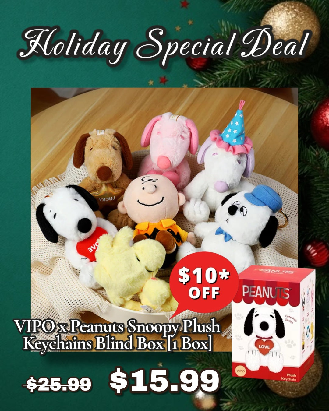VIPO x Peanuts Snoopy Plush Keychains Blind Box [1 Single Box]