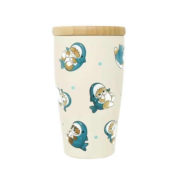 mofusand - Stainless Steel Tumbler With A Wooden Lid (350 ml) (C-5)