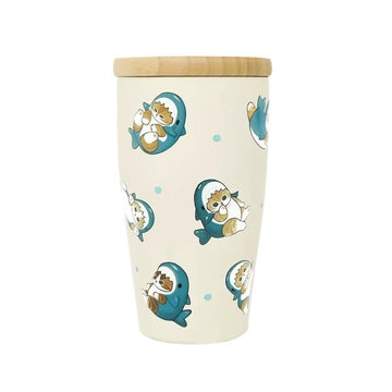 mofusand - Stainless Steel Tumbler With A Wooden Lid (350 ml)