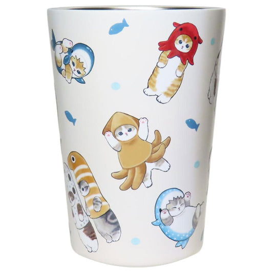 mofusand Insulated and Cold-keeping Cup 2WAY Vacuum Double Tumbler M 450ml - Sea Creatures nyan