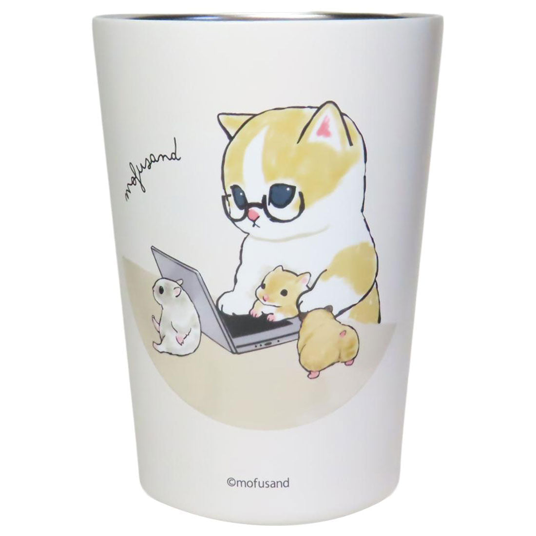 mofusand Insulated and Cold-keeping Cup 2WAY Vacuum Double Tumbler M 450ml - Work-from-home Cat